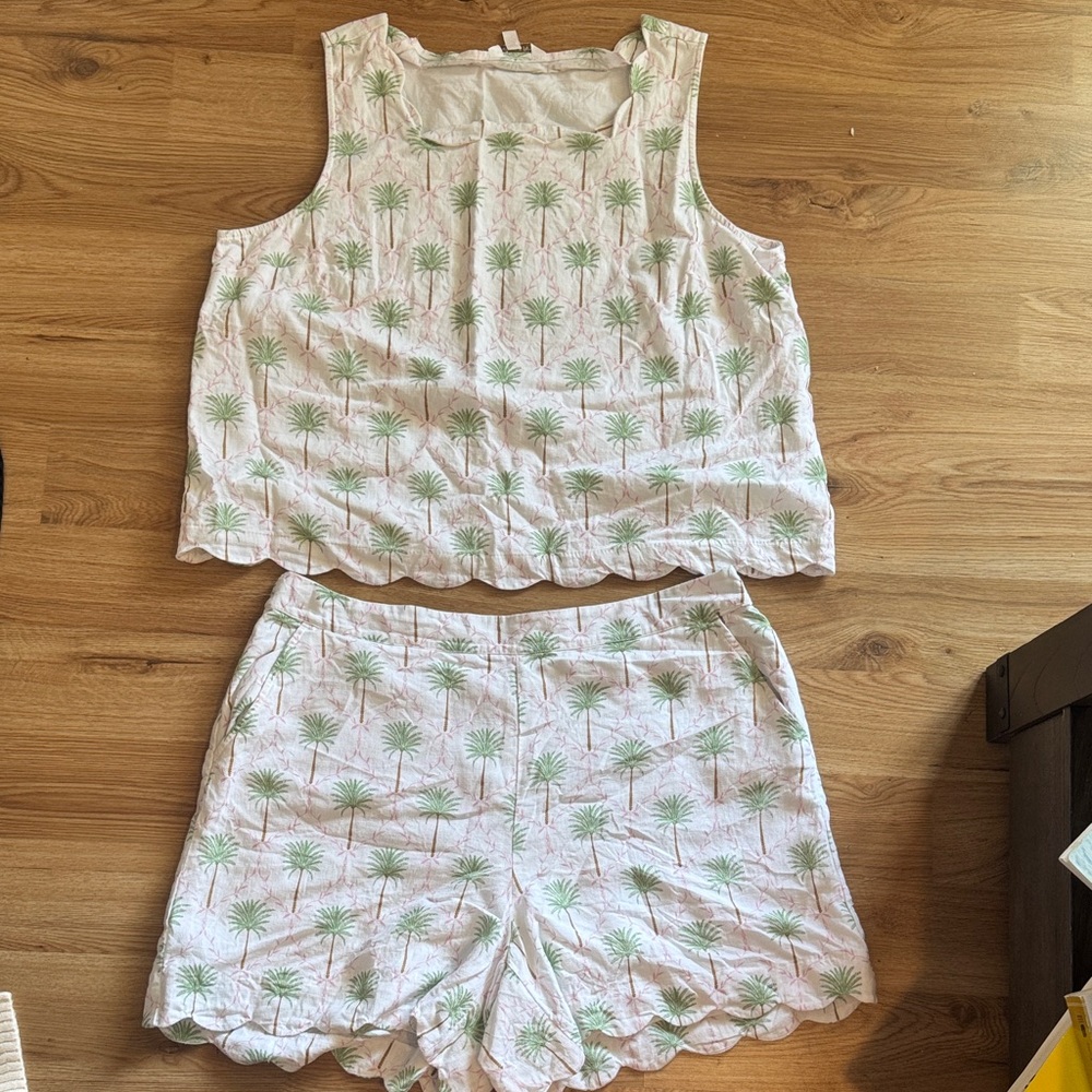 Palm Tree Print Tank and Shorts Set